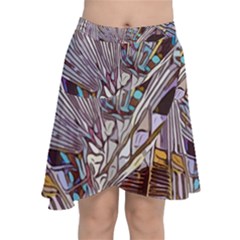 Abstract-drawing-design-modern Chiffon Wrap Front Skirt by Cowasu