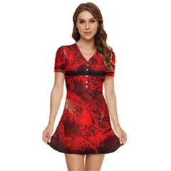 Planet-hell-hell-mystical-fantasy V-neck High Waist Chiffon Mini Dress by Cowasu