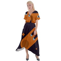 Meteor-meteorite-space-comet Cross Front Sharkbite Hem Maxi Dress by Cowasu