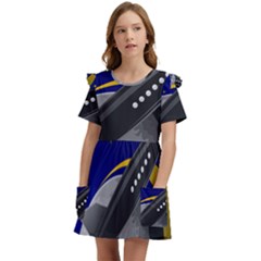 Science-fiction-sci-fi-sci-fi-logo Kids  Frilly Sleeves Pocket Dress by Sarkoni