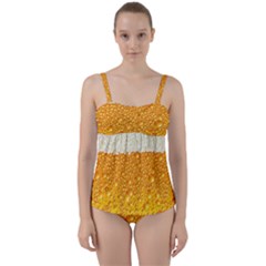 Bubble-beer Twist Front Tankini Set by Sarkoni