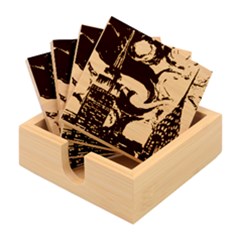 Starry Night In New York Van Gogh Manhattan Chrysler Building And Empire State Building Bamboo Coaster Set by Sarkoni