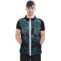 Castle Starry Night Van Gogh Parody Men s Puffer Vest by Sarkoni