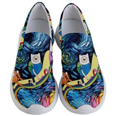 Cartoon Parody  Art Starry Night Van Gogh Women s Lightweight Slip Ons by Sarkoni