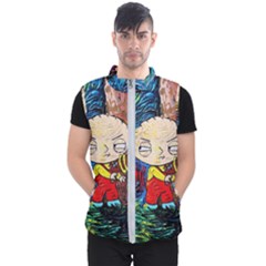 Cartoon Starry Night Vincent Van Gogh Men s Puffer Vest by Sarkoni