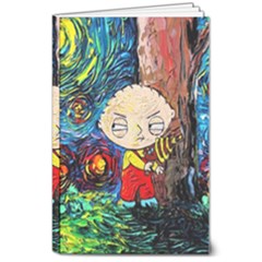 Cartoon Starry Night Vincent Van Gogh 8  X 10  Softcover Notebook by Sarkoni