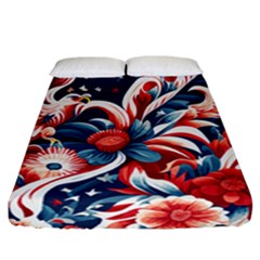 America Pattern Fitted Sheet (california King Size) by Valentinaart