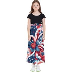 America Pattern Kids  Flared Maxi Skirt by Valentinaart