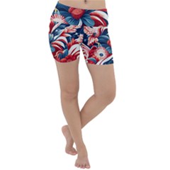 America Pattern Lightweight Velour Yoga Shorts by Valentinaart