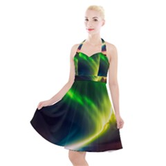 Lake Storm Neon Nature Halter Party Swing Dress  by Bangk1t