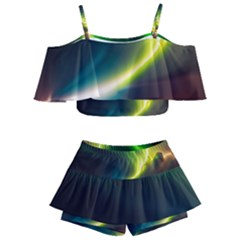 Lake Storm Neon Nature Kids  Off Shoulder Skirt Bikini by Bangk1t