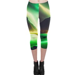 Aurora Lake Neon Colorful Capri Leggings  by Bangk1t