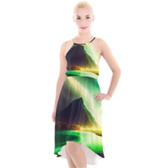 Aurora Lake Neon Colorful High-low Halter Chiffon Dress  by Bangk1t