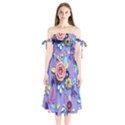 3d Flowers Pattern Flora Background Shoulder Tie Bardot Midi Dress View1