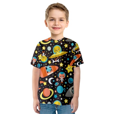 Space Pattern Kids  Sport Mesh T-shirt by Bedest