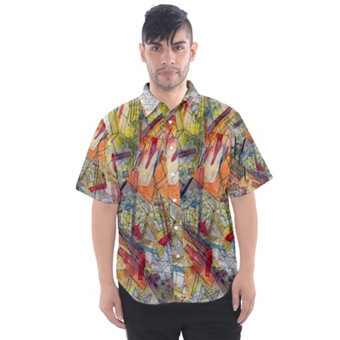 Abstract Background Pattern Men s Short Sleeve Shirt by Bedest