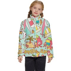 Summer Up Cute Doodle Kids  Puffer Bubble Jacket Coat by Bedest