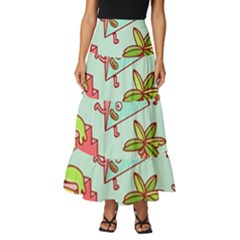 Summer Up Cute Doodle Tiered Ruffle Maxi Skirt by Bedest