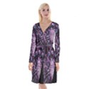 Purple Peacock Long Sleeve Velvet Front Wrap Dress View1