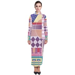 Abstract Shapes Colors Gradient Turtleneck Maxi Dress by Ravend