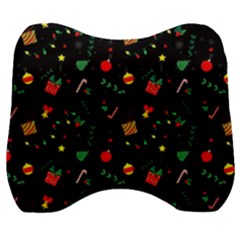 Christmas Pattern Texture Colorful Wallpaper Velour Head Support Cushion by Ravend