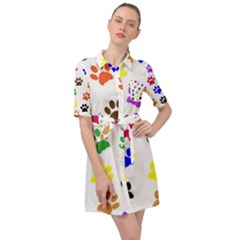 Pawprints-paw-prints-paw-animal Belted Shirt Dress by Ravend