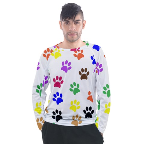 Pawprints-paw-prints-paw-animal Men s Long Sleeve Raglan T-shirt by Ravend