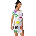 Pawprints-paw-prints-paw-animal Fitted Knot Split End Bodycon Dress View3