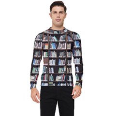 Book Collection In Brown Wooden Bookcases Books Bookshelf Library Men s Long Sleeve Rash Guard by Ravend