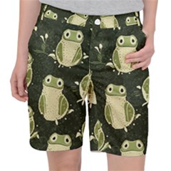 Frog Pattern Women s Pocket Shorts by Valentinaart