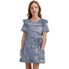 Atlantic Ocean Aerial View, Tierra Del Fuego, Argentina Kids  Frilly Sleeves Pocket Dress by dflcprintsclothing