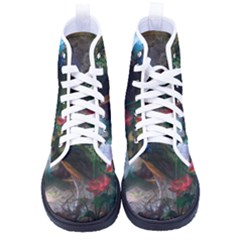 Peacock Art Painting Kid s High-top Canvas Sneakers by Ndabl3x