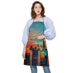 New York City Skyline Usa Pocket Apron by Ndabl3x