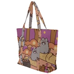 Pusheen Cute Fall The Cat Zip Up Canvas Bag by Ndabl3x