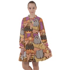 Pusheen Cute Fall The Cat All Frills Chiffon Dress by Ndabl3x