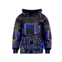 Blue Computer Monitor With Chair Game Digital Art Kids  Pullover Hoodie by Bedest