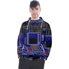 Blue Computer Monitor With Chair Game Digital Art Men s Pullover Hoodie by Bedest