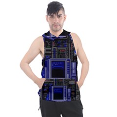 Blue Computer Monitor With Chair Game Digital Art Men s Sleeveless Hoodie by Bedest