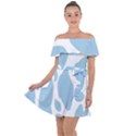 Cow Print, Aesthetic, Y, Blue, Baby Blue, Pattern, Simple Off Shoulder Velour Dress View1