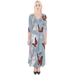 Aesthetic Butterfly , Butterflies, Nature, Quarter Sleeve Wrap Maxi Dress by nateshop