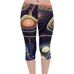 Psychedelic Trippy Abstract 3d Digital Art Velvet Capri Leggings  by Bedest