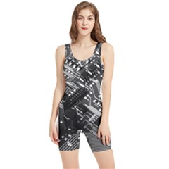 Black And Gray Circuit Board Computer Microchip Digital Art Women s Wrestling Singlet by Bedest