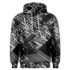 Black And Gray Circuit Board Computer Microchip Digital Art Men s Overhead Hoodie by Bedest