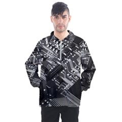 Black And Gray Circuit Board Computer Microchip Digital Art Men s Half Zip Pullover by Bedest