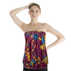 Psychedelic Digital Art Colorful Flower Abstract Multi Colored Strapless Top by Bedest