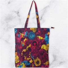 Psychedelic Digital Art Colorful Flower Abstract Multi Colored Double Zip Up Tote Bag by Bedest