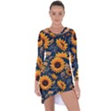 Flower Pattern Spring Asymmetric Cut-Out Shift Dress View1