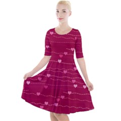 Hearts Valentine Love Background Quarter Sleeve A-line Dress by Proyonanggan