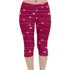 Hearts Valentine Love Background Velvet Capri Leggings  by Proyonanggan