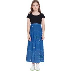 Sky Night Moon Clouds Crescent Kids  Flared Maxi Skirt by Proyonanggan